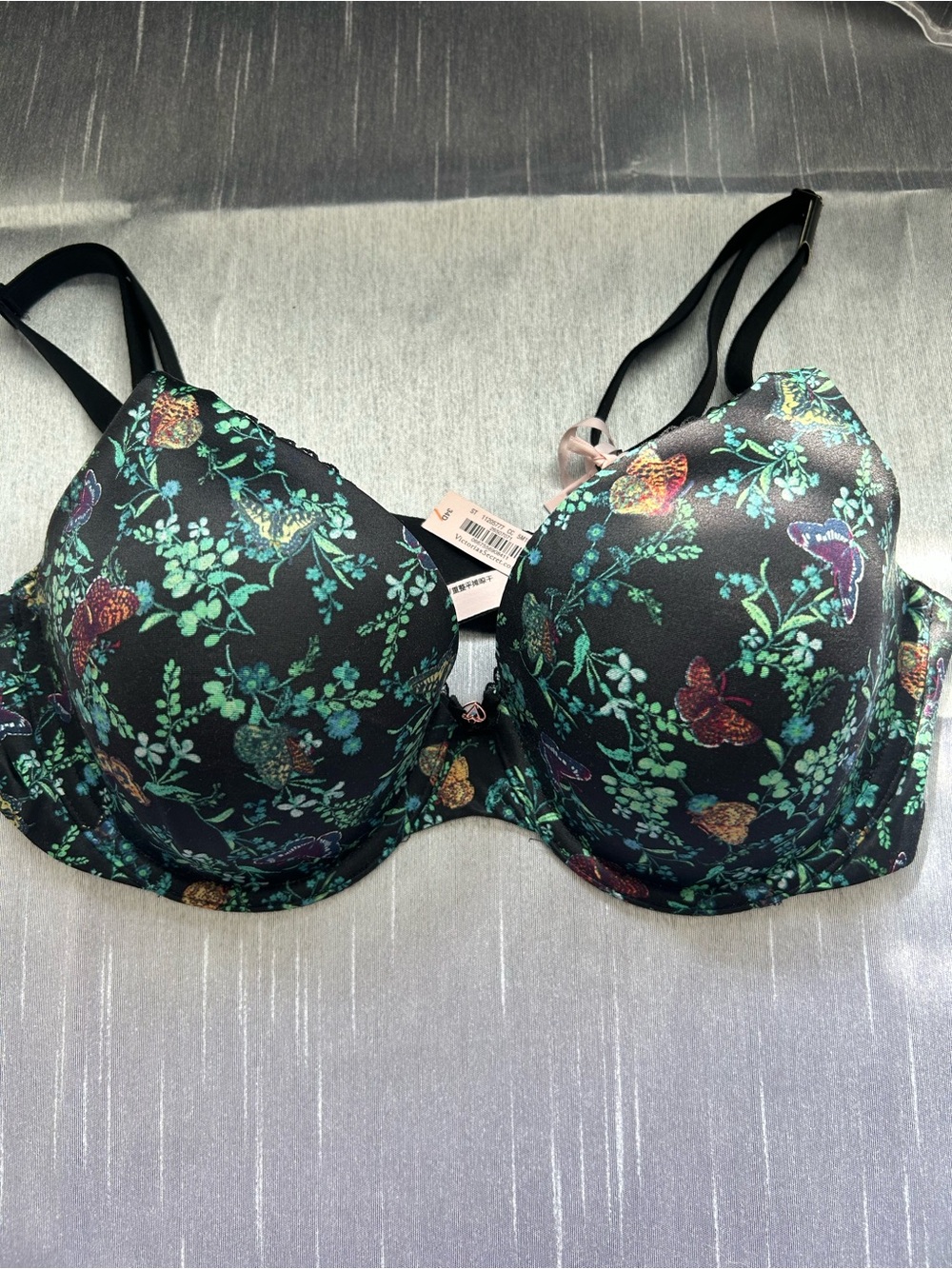 Victoria's Secret Body by Victoria Black Floral & Butterfly Padded Bra 34D
